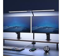 Lampada da Scrivania a LED 24W con Telecomando - 1500LM 80CM Luce Scrivania Filo con Morsetto Lampada da Lettura Collo D'oca Regolabile, Porta di ricarica USB per Ufficio Studiare (Nero)