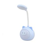 Lampada da scrivania a LED Lampada da lettura regolabile tramite USB ricaricabile per la cura degli occhi, dimmerabile, per camera da letto, studio, ufficio, materiale ABS, 300 g (Maialino Blu)