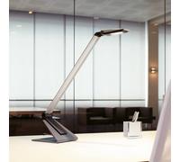 Lampada da scrivania a LED MAULsolaris, argento, altezza 64 cm Maul