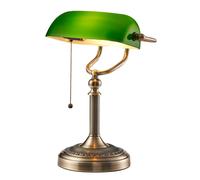 LAMPADA DA SCRIVANIA BANCHIERI VETRO VERDE CON INTERRUTTORE A CATENACCIO DESIGN