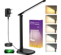 Lampada da Scrivania con 4000mAh Batteria Ricaricabile e Spina, 5 Colori e 10 Livelli di Luminosità, Timer, Tocca Controllo, Memoria, Pieghevole, Protezione Gli Occhi LED Lampada da Tavolo Senza Fili