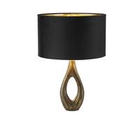 Lampada Da Scrivania Contemporanea Bucklow Ottone Tessuto Nero 1 Luce E27