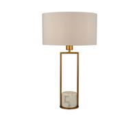 Lampada Da Scrivania Contemporanea Claire Metallo Oro Tessuto Bianco 1 Luce E27