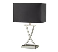 Lampada Da Scrivania Contemporanea Club Acciaio Argento Tessuto Nero 1 Luce E14