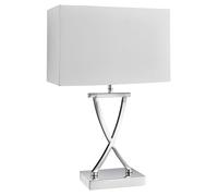 Lampada Da Scrivania Contemporanea Club Acciaio Cromo Tessuto Bianco 1 Luce E14