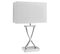 Lampada Da Scrivania Contemporanea Club Acciaio Cromo Tessuto Bianco 1 Luce E14 [EEK: A++]