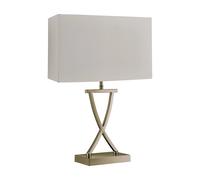 Lampada Da Scrivania Contemporanea Club Acciaio Ottone Tessuto Bianco 1 Luce E14 [EEK: A++]