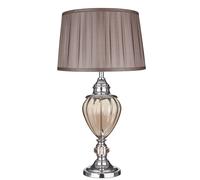 Lampada Da Scrivania Contemporanea Greyson Acciaio Cromo Vetro Ambra 1 Luce E27