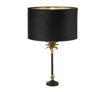 Lampada Da Scrivania Contemporanea Palma Ottone Velluto Nero 1 Luce E27