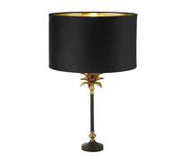Lampada Da Scrivania Contemporanea Palma Ottone Velluto Nero 1 Luce E27