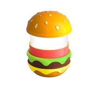 Lampada da scrivania creativa a LED, batteria ricaricabile da 1800 mAh, luce calda e morbida per la camera dei bambini, design portatile con hamburger, illuminazione da comodino, ricarica USB