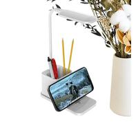 Lampada da scrivania dimmerabile, lampada da tavolo con supporto di ricarica wireless, illuminazione per gli occhi regolabile, portapenne, da scrivania, lampada da tavolo per camera da letto