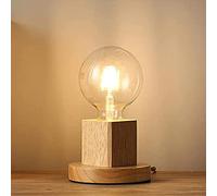 Lampada da scrivania in Legno Creativa, Comodino con Base in Legno diamantato, Attacco E27, Comodino Vintage con Interruttore