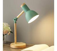 lampada da scrivania in legno dal design moderno - E27 - con supporto - lampada da tavolo retrò con braccio snodato regolabile - lampada da comodino vintage-lampada da studio-verde