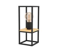 Eglo Lampada da tavolo Libertad – 35 cm nero/legno acciaio, attacco E27 con interruttore