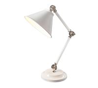 Lampada Da Scrivania Industrial Provence Acciaio Bianco Nichel Lucido 1 Luce E27