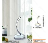 Lampada da scrivania led 12w spirale vortice luce tavolo argento design moderno