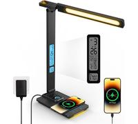 Lampada Da Scrivania LED Con Ricarica Wireless- Lampada Da Tavolo Con Caricabatt