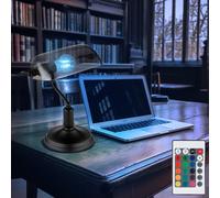 Lampada da Scrivania Luce Tavolo Banchieri Vetro Fumé LED Telecomando RGB [EEK: F]