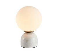 Lampada da scrivania moderna nordica in vetro con base in marmo Lampada da tavolo creativa per il soggiorno Lampada da tavolo semplice per la camera da letto Lampada da tavolo per lo studio (White)