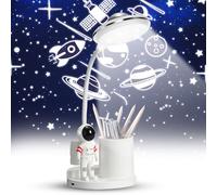 Lampada da scrivania per bambini, lampada da lettura a LED, lampada da comodino con portapenne e proiezione, lampada da scrivania a LED, lampada da scrivania a LED ricaricabile dimmerabile per studio