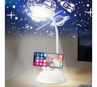 Lampada da scrivania per bambini, portatile, astronauta, lampada da tavolo con portapenne, proiettore cielo stellato, lampada da comodino, dimmerabile, ricaricabile (2)