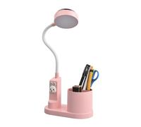Lampada da Scrivania per Bambini, Ricaricabile Lampada da Tavolo a LED con Proiezione e Portapenne, Dimmerabile Lampada da Lettura da Comodino a LED per Soggiorno Studio Lettori di Notte (Rosa)