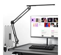 Lampada da scrivania per ufficio, lampada da scrivania con morsetto, lampada da architetto con adattatore QC3.0, lente fresnel lente, lampada da tavolo, 5 modalità di colore e luminosità, lampada a