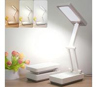 Lampada da Scrivania Pieghevole, 3 Livelli Luminosità Regolabile, 3000mAh Lampada da Comodino Senza Fili, Ricaricabile USB/Batteria Ideale per Bambini, Camera da Letto, Lettura e Studio