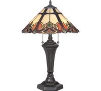 Lampada Da Scrivania Tiffany Cambridge Acciaio Bronzo Vintage 2 Luci E27
