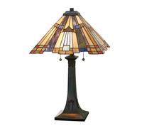 Lampada Da Scrivania Tiffany Inglenook Metallo Bronzo Valiant 2 Luci E27