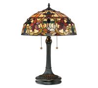 Lampada Da Scrivania Tiffany Kami Metallo Bronzo Vintage 2 Luci E27