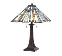 Lampada Da Scrivania Tiffany Maybeck Acciaio Bronzo Valiant 2 Luci E27
