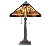 Lampada Da Scrivania Tiffany Stephen Metallo Bronzo Vintage 2 Luci E27