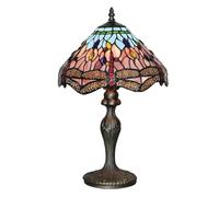 Lampada Da Scrivania-Ufficio Tiffany Libellula Acciaio Ottone 1 Luce E27 [EEK: A++]