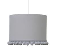 Lampada da soffitto 1xE27, paralume rotondo in cotone Ø28cm con pompon, la lampada a sospensione crea un'atmosfera calda nelle camere da letto e nelle camerette dei bambini. Prodotto nell'UE.