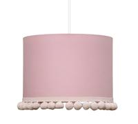 Lampada da soffitto 1xE27, paralume rotondo in cotone Ø28cm con pompon, la lampada a sospensione crea un'atmosfera calda nelle camere da letto e nelle camerette dei bambini. Prodotto nell'UE.