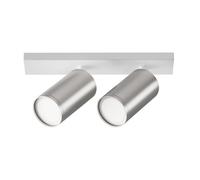 Plafoniera plafoniera lampada sala da pranzo 2 fiamme alluminio argento bianco orientabile