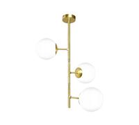 Lampada Da Soffitto 3-Fiamme H: 68,5 Cm Ottone Vetro Palla E14 Salotto
