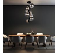 Lampada Da Soffitto 8 Fiamme LED Sfera Di Vetro Fumè H 60 Cm [EEK: F]