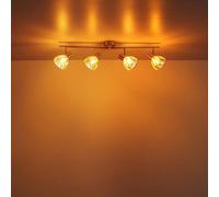 Lampada da soffitto a 4 fiamme Lampada da soffitto in ottone nero Lampada da soggiorno Lampada da camera da letto, vetro metallico, attacco 4x E14, LxLxH 70x13x19 cm