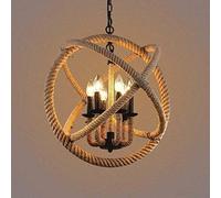 Lampada da Soffitto A 6 Luci con Globo in Corda Rustica, Lampada A Sospensione, Stile Country, E12/e14.