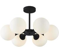 Lampada da soffitto a 6 luci in vetro lattimo di metà secolo, illuminazione a globo spazzolata, montaggio a incasso, plafoniera moderna a soffitto,lampadario