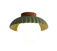 Lampada da soffitto a globo in vetro da 9,8 pollici, lampada da semi-incasso a forma di fiore arancione, lampada da fattoria for cucina, corridoio, camera da letto(Green)
