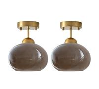 Lampada Da Soffitto A Incasso Di Metà Secolo Lampadari Rosa Latte Lampada Da Soffitto A Globo In Vetro Ottone Spazzolato Lampada Da Incasso Dorata Moderna Vintage Vicino Alla Lampada(Smoky Gray2)