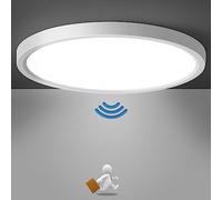 Lampada da soffitto a LED, 18 W, con rilevatore di movimento interno, Radar 4000 K, rotonda, luce per corridoio, scala, balcone, cantina 23 x 2,4 cm