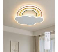 Lampada da soffitto a LED arcobaleno nuvole, design 40 W, 3400 lm, dimmerabile, con telecomando e interruttore da parete, temperatura di colore 3000 K-6500 K, luce notturna, timer, per cameretta dei