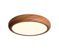 Lampada da soffitto a LED dal design minimalista, vicino al soffitto, con venature del legno, illuminazione rotonda in legno dimmerabile con paralume, lampada da soffitto per sale da pranzo, came