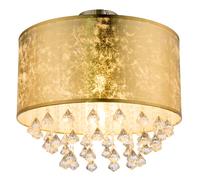 Lampada da soffitto a LED dimmerabile con telecomando plafoniera in cristallo oro da soggiorno, cambio colore RGB, 8,5W 806lm bianco caldo, DxH 30 x 31 cm