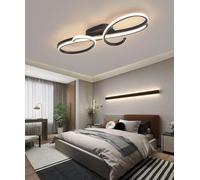 Lampada da soffitto a LED dimmerabile, moderna, nera, per soggiorno e camera da letto, con telecomando, elegante illuminazione per interni per la decorazione della casa (80 cm)